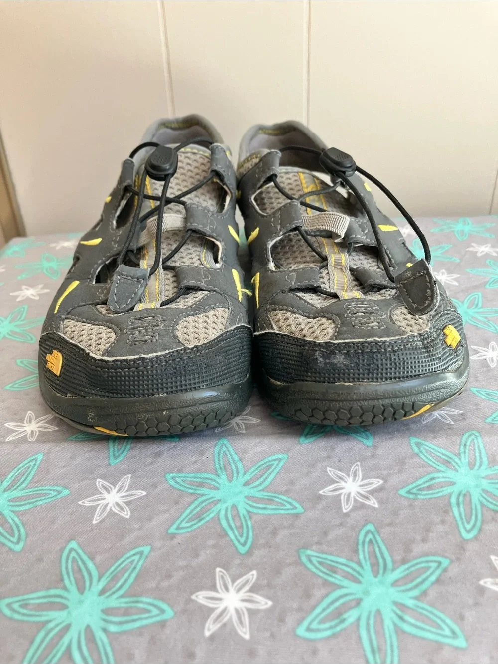 The North Face Gray and Yellow Kids Outdoor Sandals